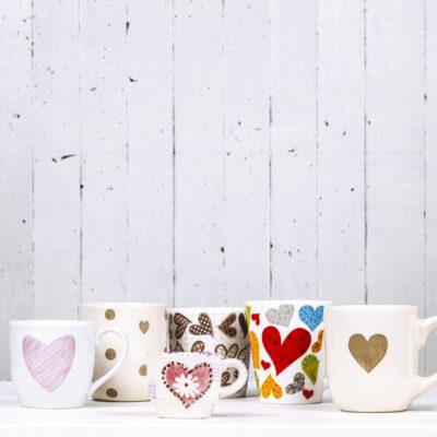 Lots,Of,Coffee,In,Different,Cups,With,Hearts.,Copy,Space.